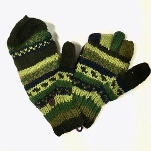 Vintage hippie wool knit  fingerless gloves